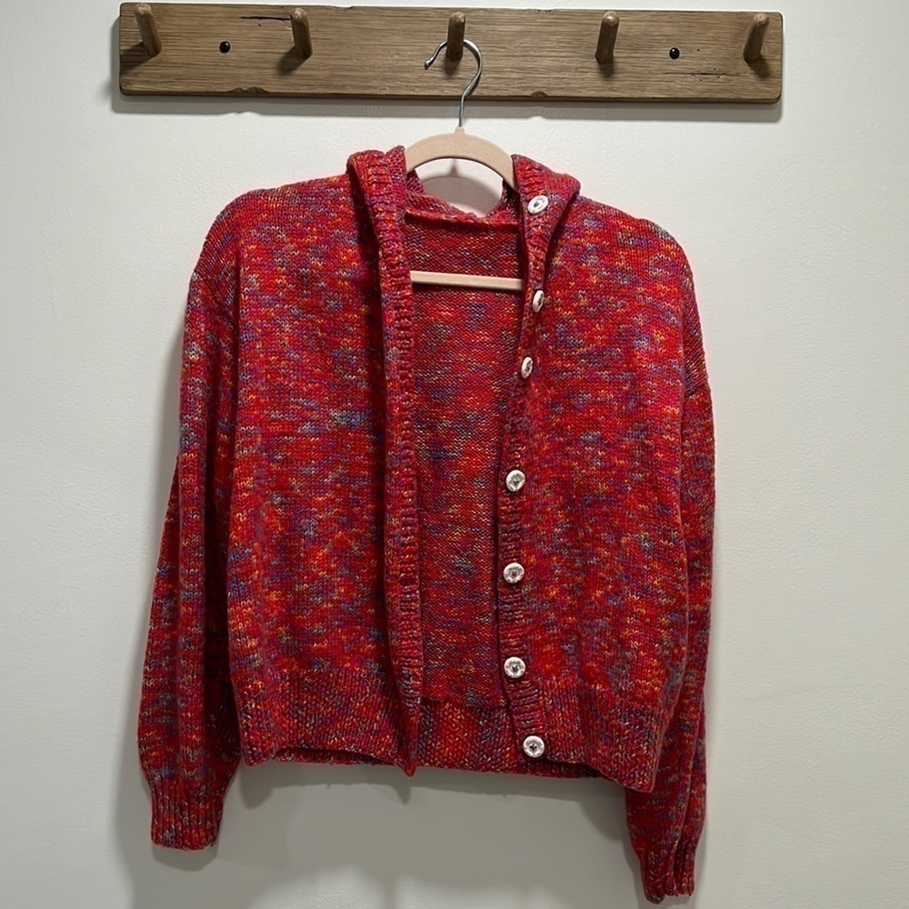 VINTAGE multicolor knit button up cardigan medium unique buttons